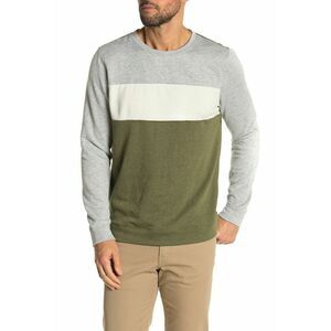 Public Opinion Men's Fleece Crew Neck Sweater In Colorblock Grey Olive Green